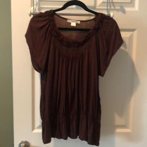 august silk brown flowy top